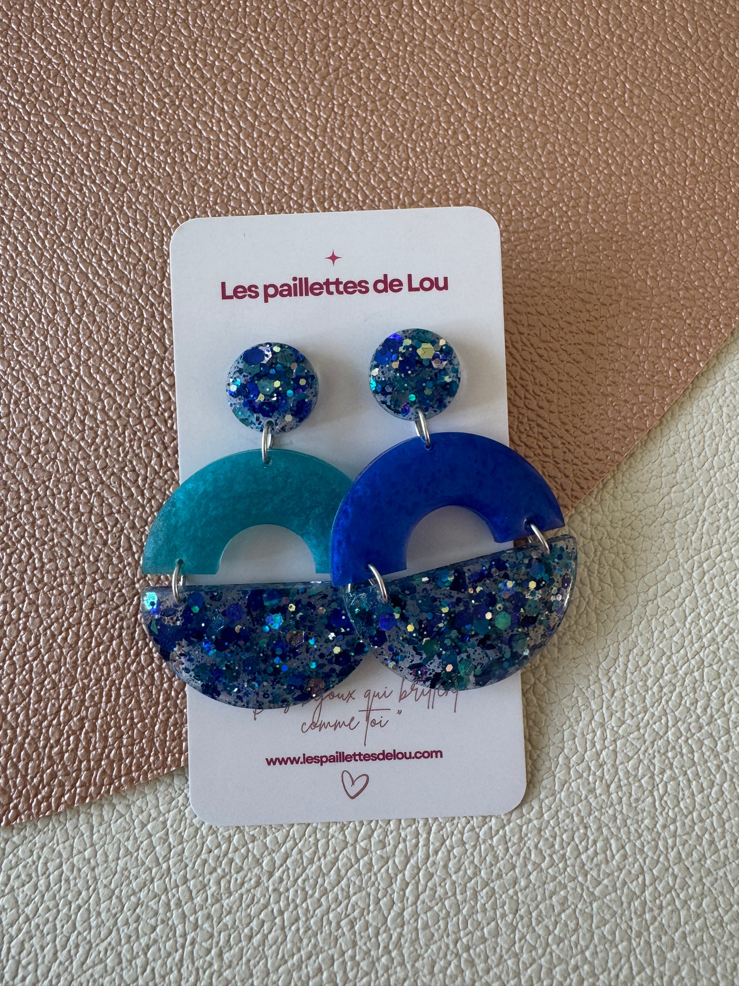 Boucles d'oreilles Antigua - Paillettes bleu