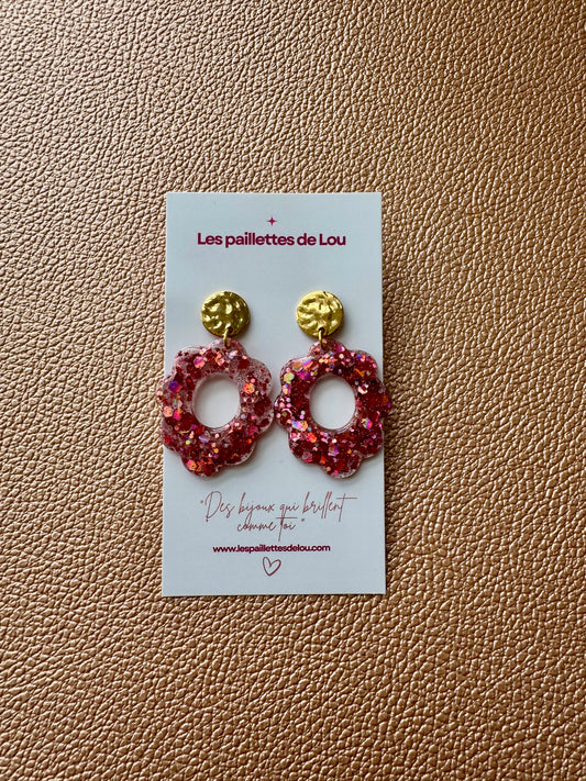Boucles d'oreilles Havana - Paillettes roses
