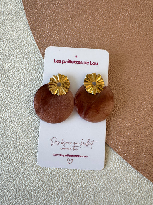 Boucles d'oreilles  Doha - Marbré marron