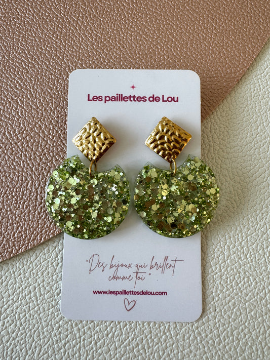 Boucles d'oreilles  Doha - Paillettes vertes