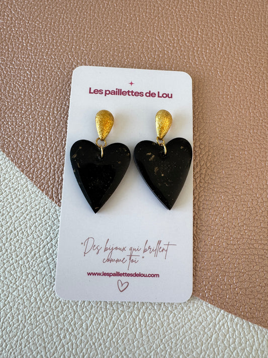 Boucles d'oreilles Granada - noir & or