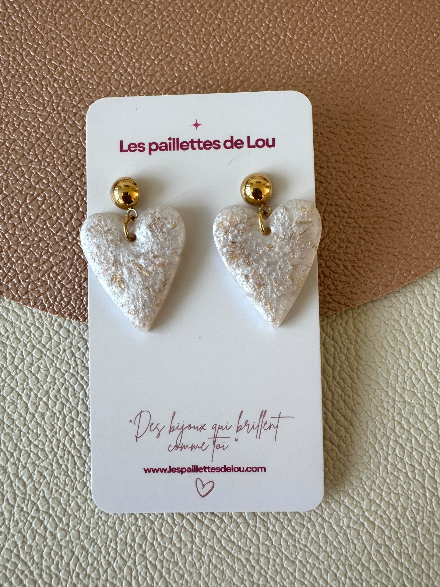 Boucles d'oreilles Granada - blanc & or