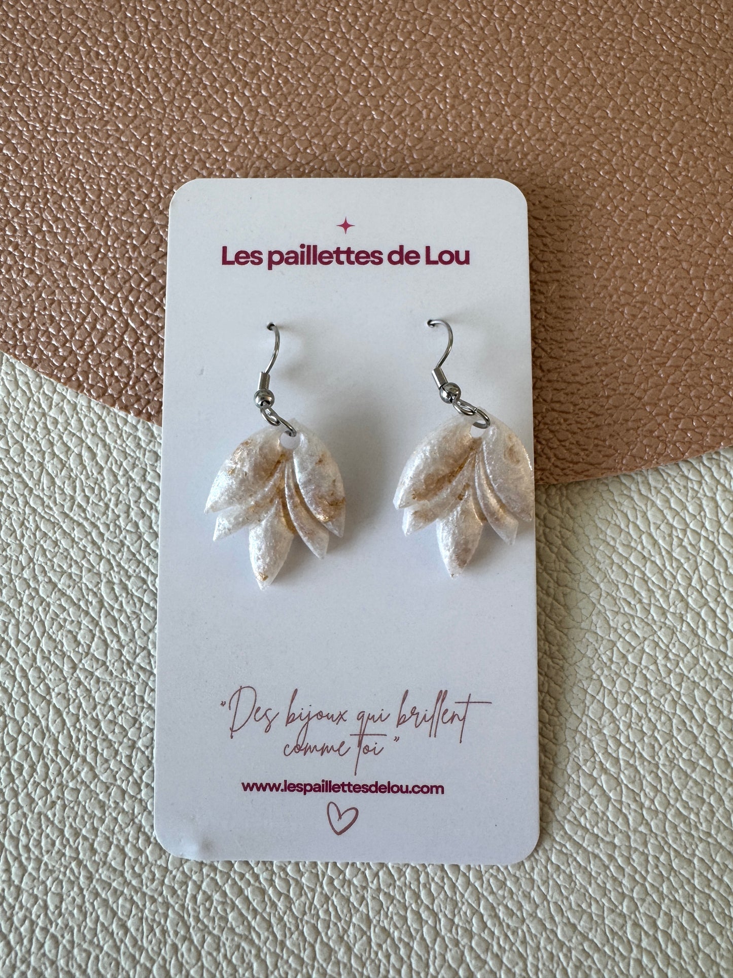 Boucles d'oreilles Mexico - Blanc et or