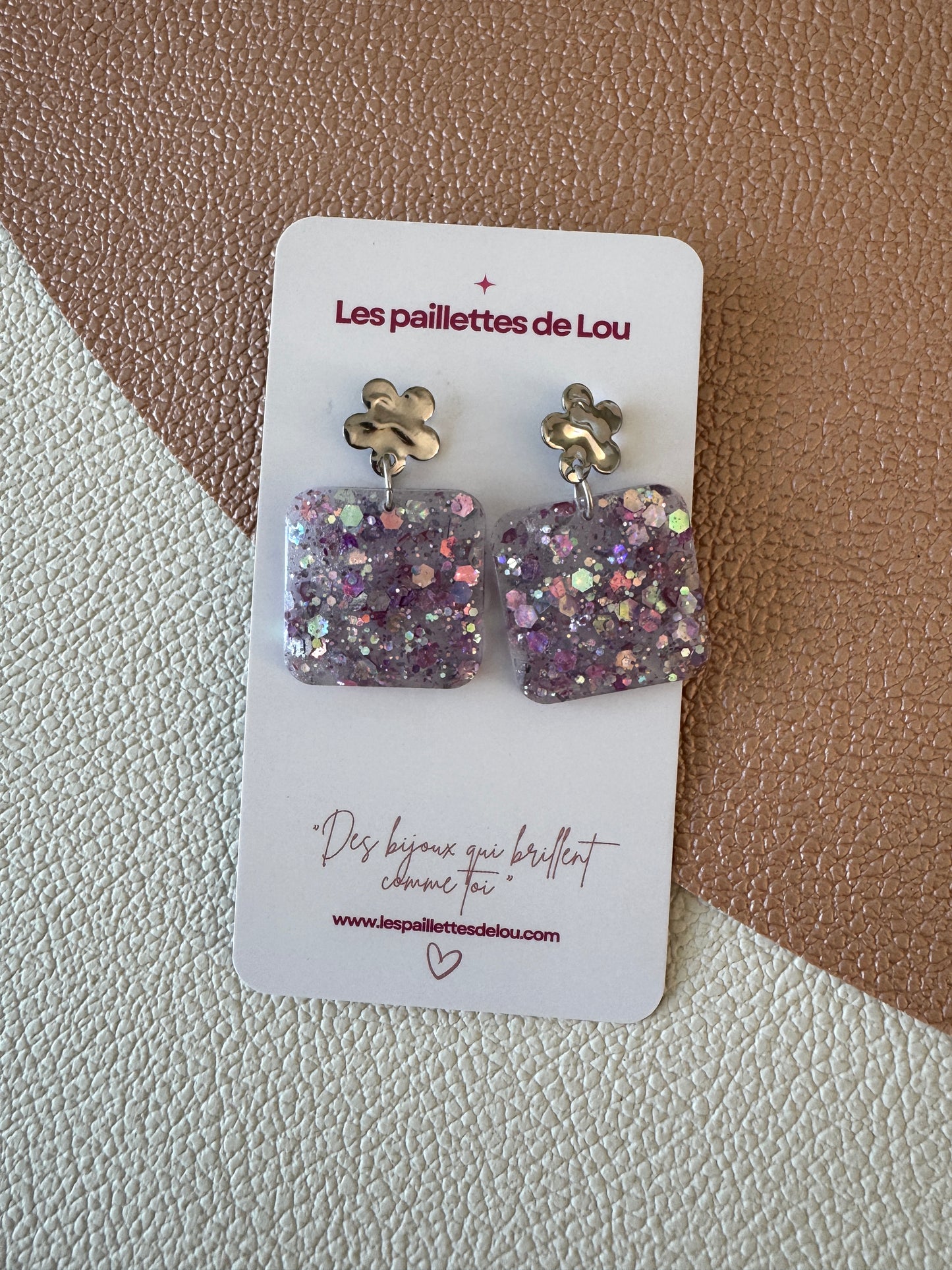 Boucles d'oreilles Queenstown - Paillettes violettes