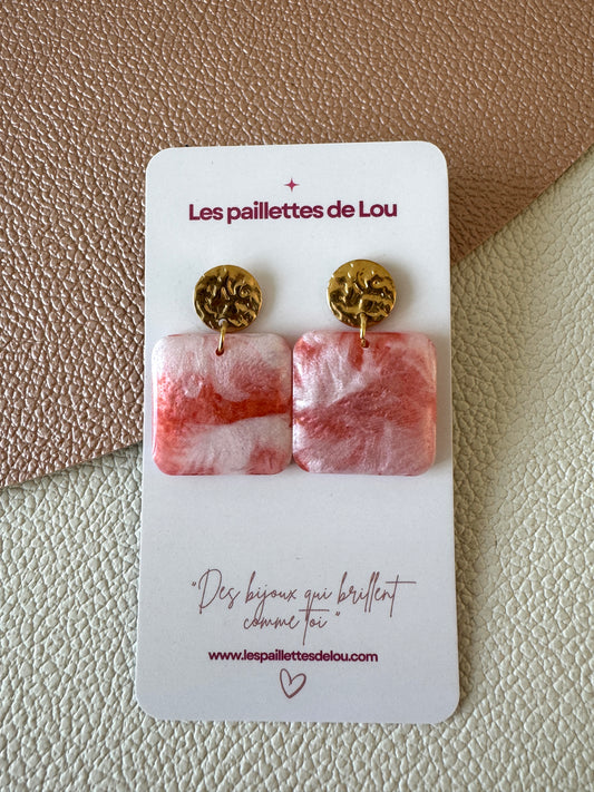Boucles d'oreilles Queenstown - Marbré rose