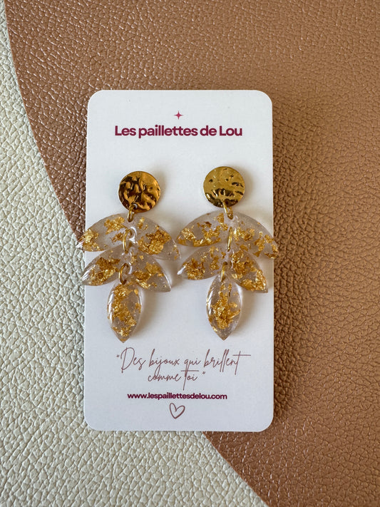 Boucles d'oreilles Split - Transparente & or