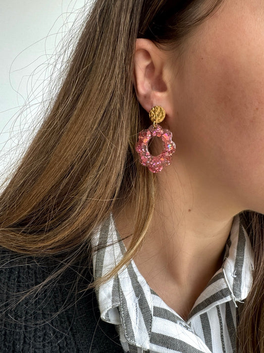 Boucles d'oreilles Havana - Paillettes roses