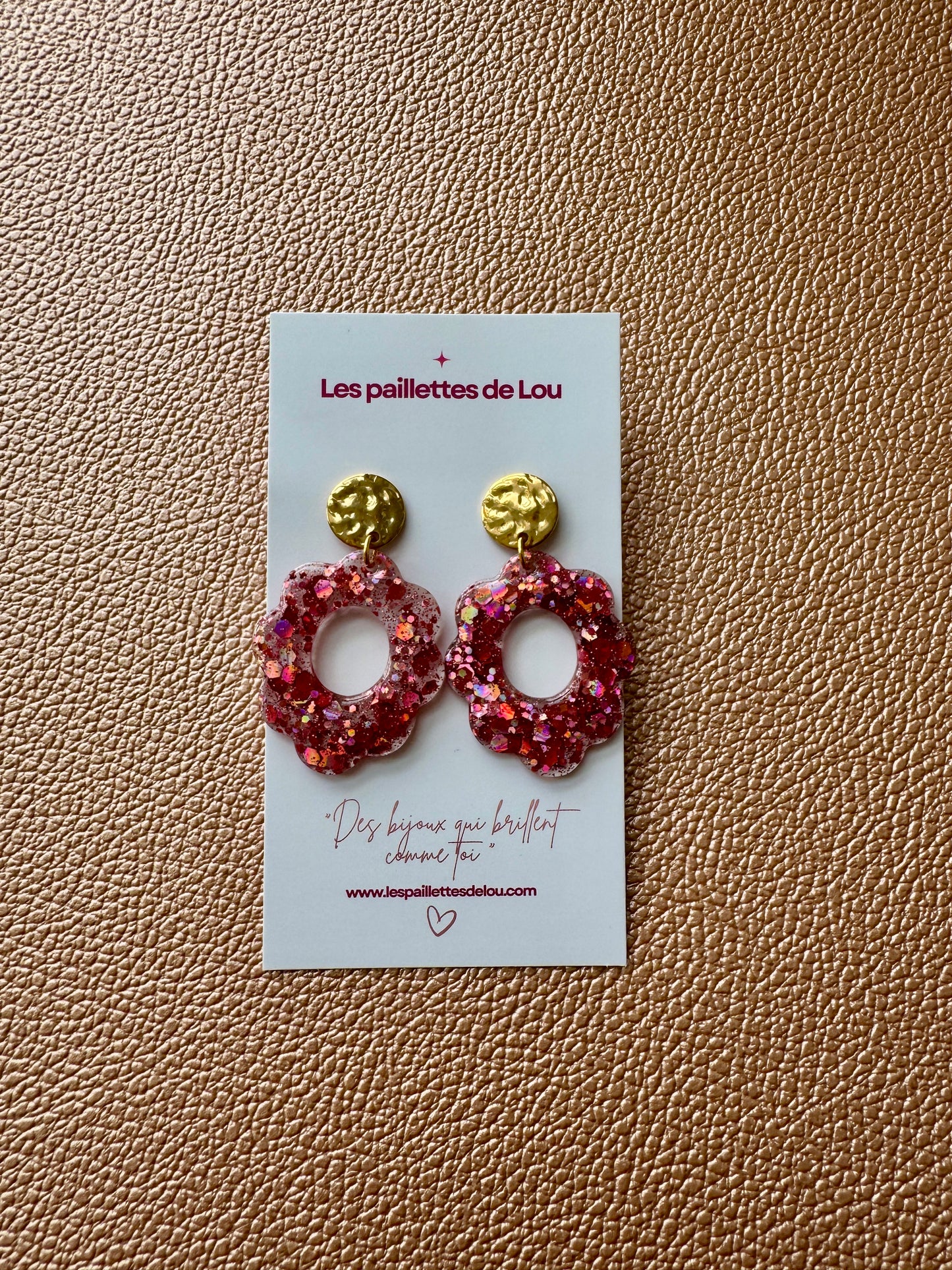 Boucles d'oreilles Havana - Paillettes roses