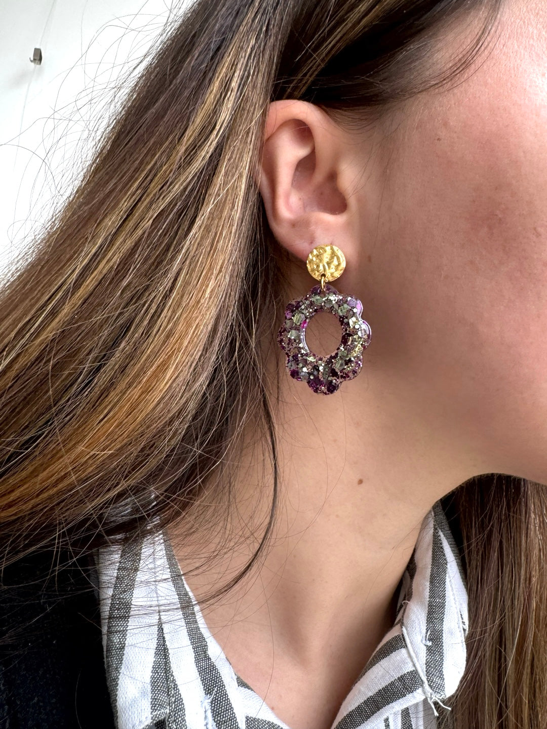 Boucles d'oreilles Havana - Paillettes violettes