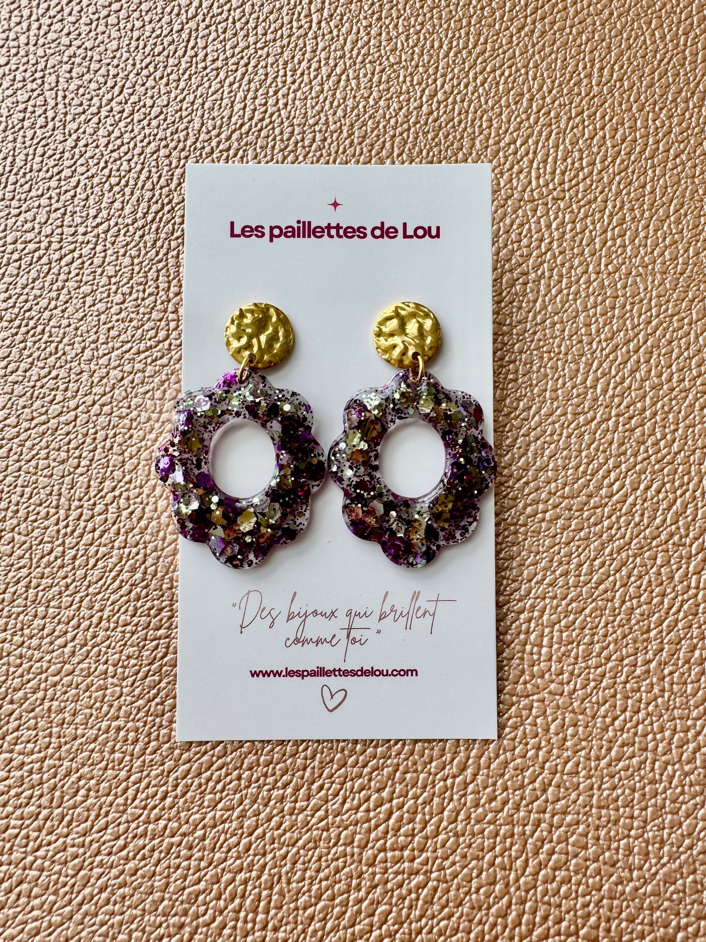 Boucles d'oreilles Havana - Paillettes violettes
