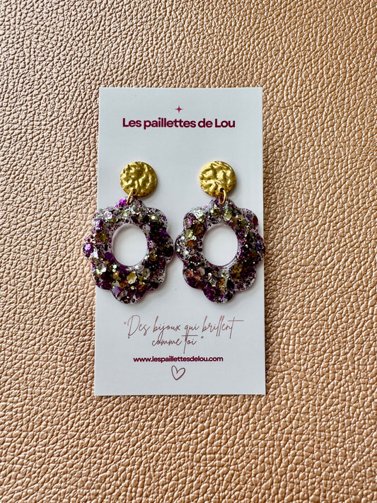 Boucles d'oreilles Havana - Paillettes violettes
